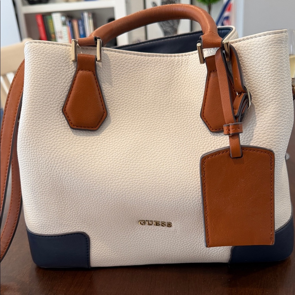 GUESS Cream and Tan Satchel Bag - Picture 2 of 6